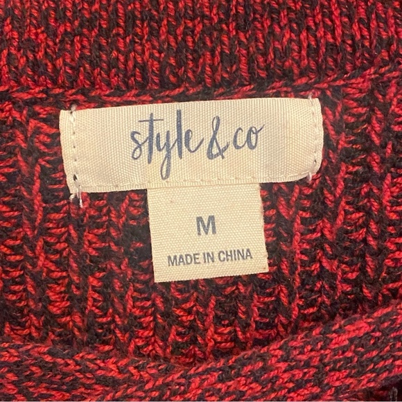 Style & Co. Womens Lace-Up Tunic Sweater Red Medium cotton blend - Picture 4 of 12